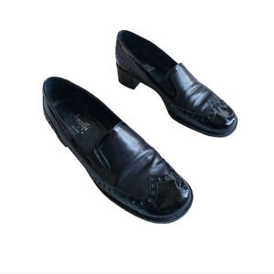 𝅺AMALFI BY RANGONI Black  Low Heel Leather Slip On Loafer